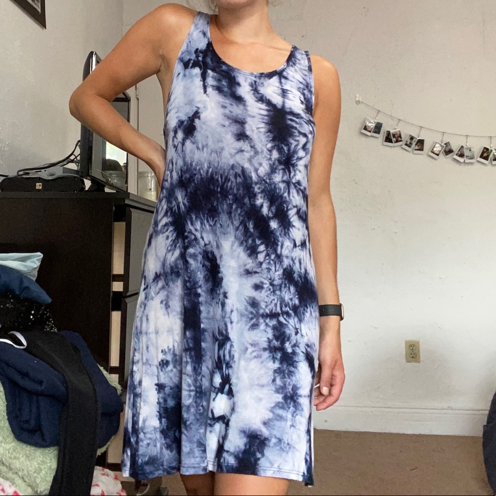 garage medium blue tie dye dress
